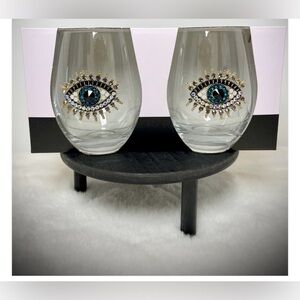 Rachel Zoe Evil Eye Stemless Wine Glasses